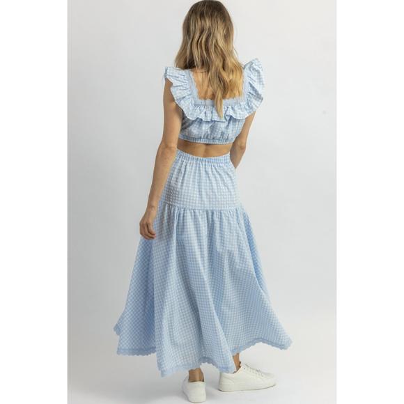 MABLE Ruffled Detail High Waist Knit Mini Skirt